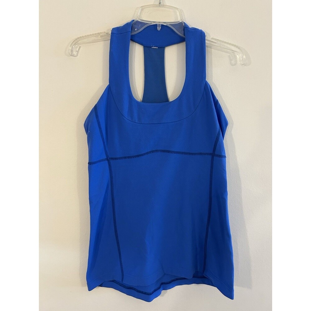 Lululemon Scoop Neck Racerback Tank Top Built In Bra Blue Size 6